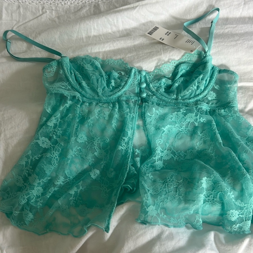 UO lace fringe corset top!